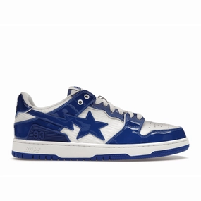 A Bathing Ape Bape SK8 Sta Blue White Patent Windspin fashion sneakers