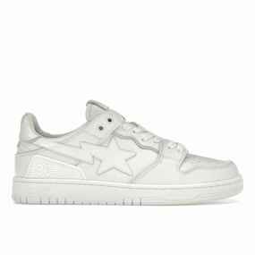 A Bathing Ape Bape SK8 Sta Triple White Patent Leather Sta Logo Windspin fashion sneakers