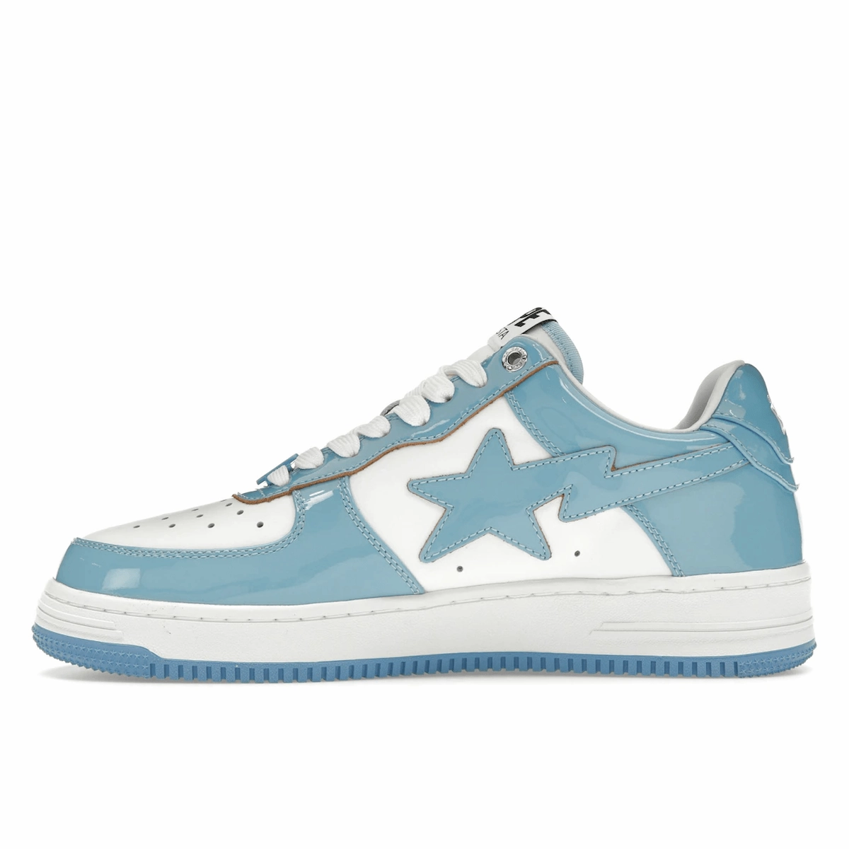 A Bathing Ape Bape Sta Patent Leather Blue White Street style fashion shoes