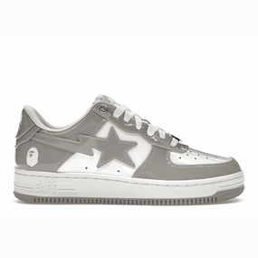A Bathing Ape Bape Sta Patent Leather White Grey Windspin fashion sneakers