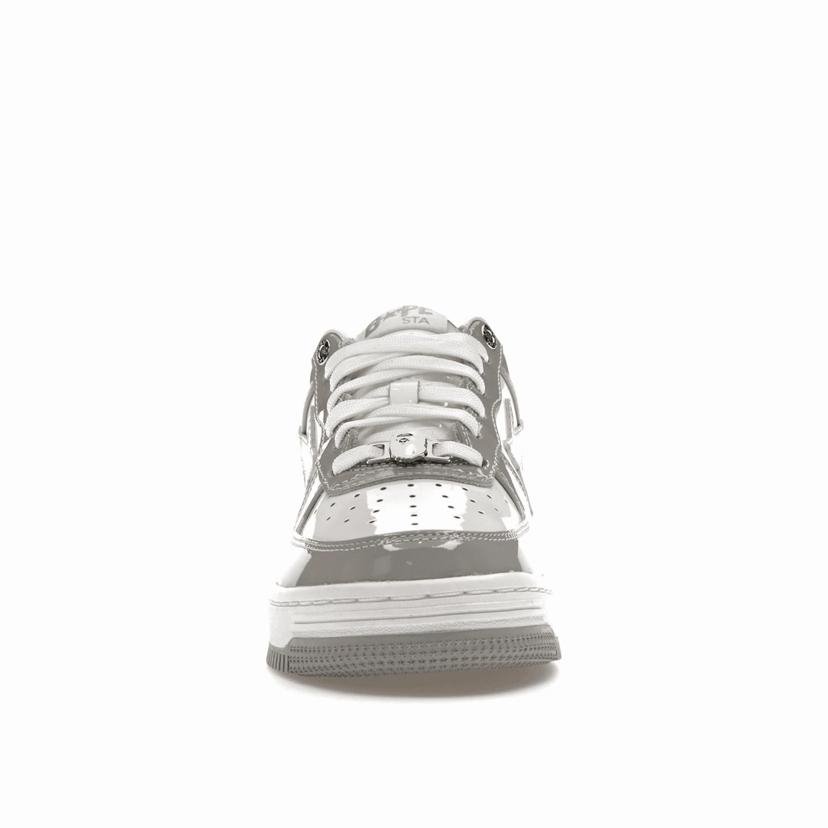 A Bathing Ape Bape Sta Patent Leather White Grey Street style fashion shoes