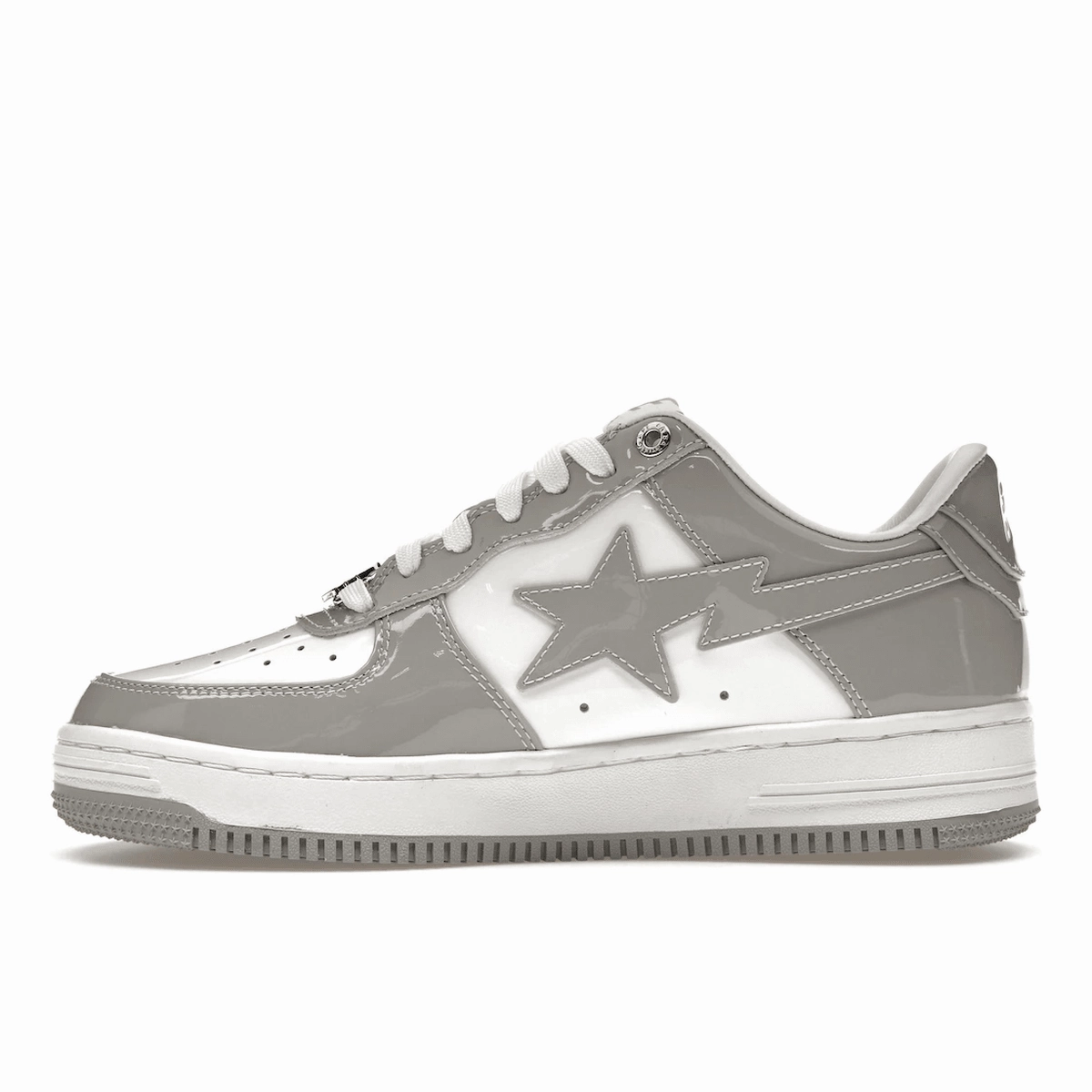 A Bathing Ape Bape Sta Patent Leather White Grey Street style fashion shoes