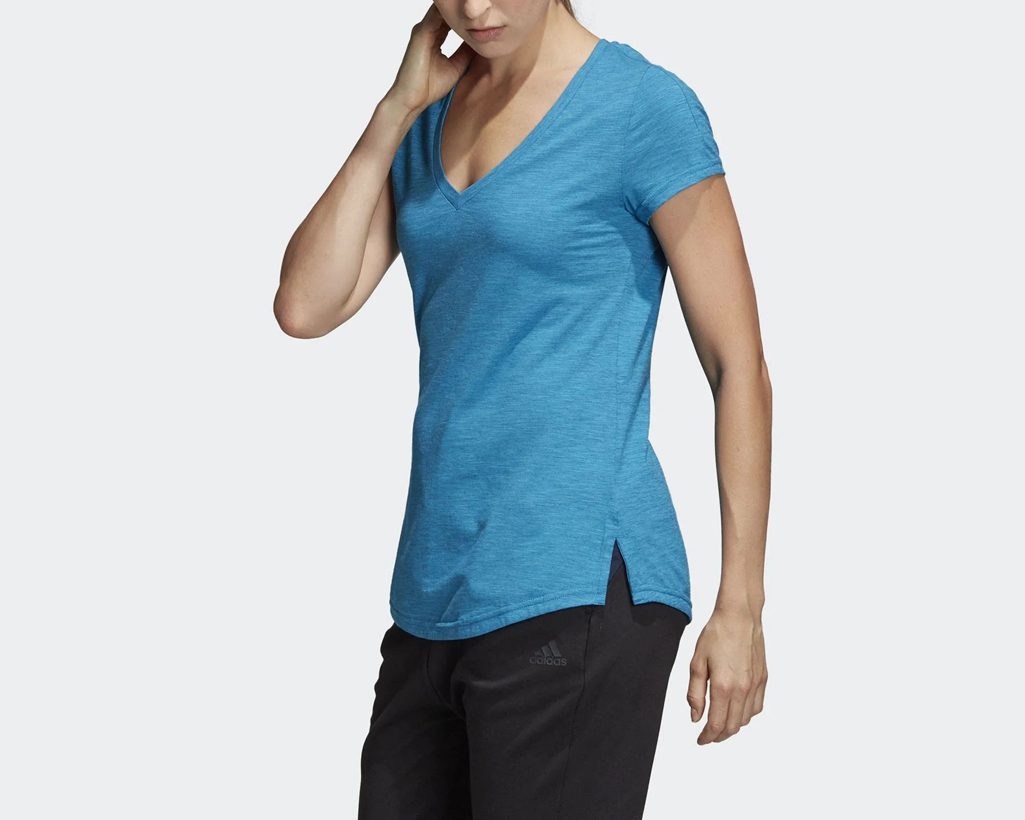 adidas Women Id Winners V - NeckTee T-Shirt für Damen XS Mehrfarbig (Shock Cyan/Legend Ink) Nike Clothing
