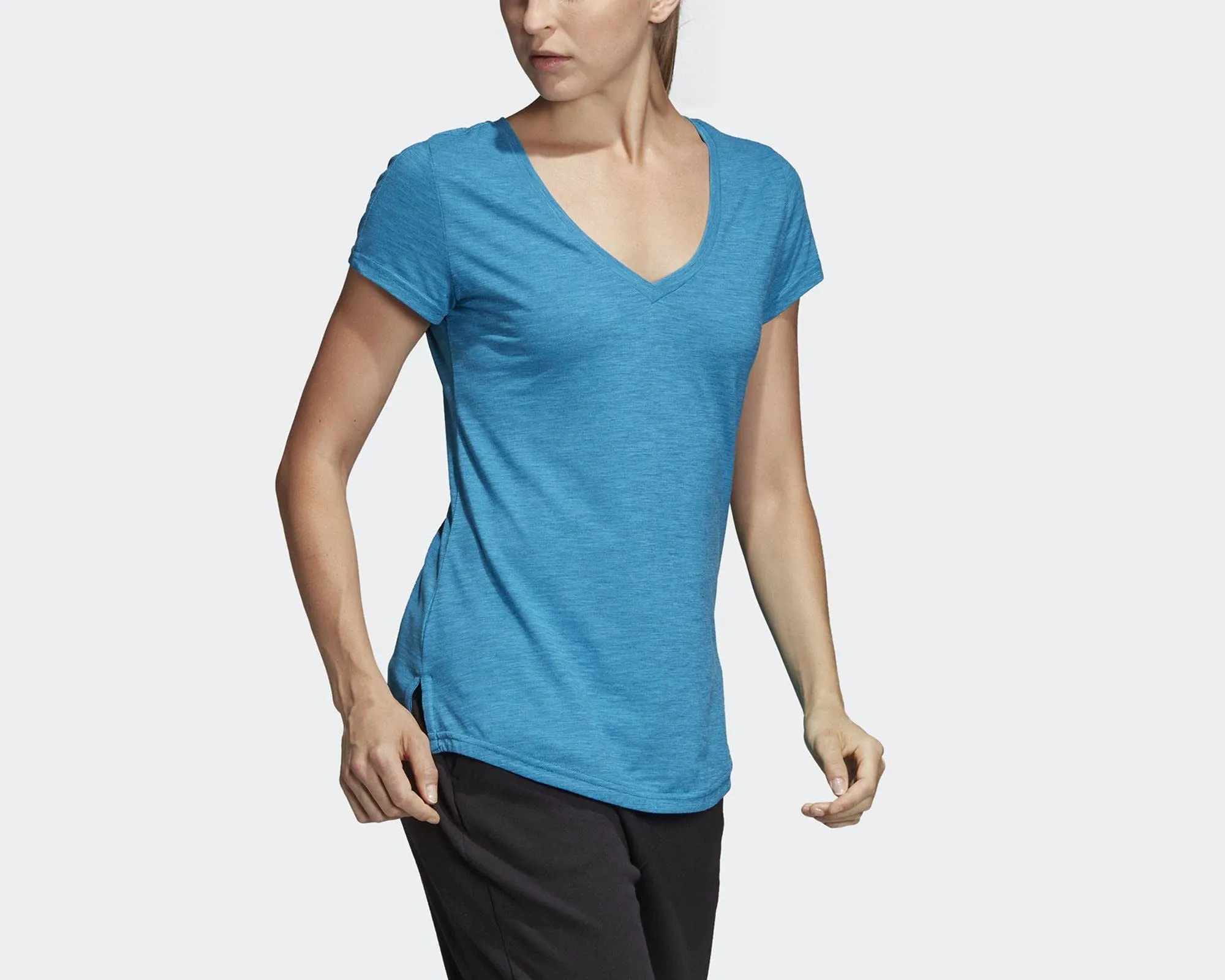 adidas Women Id Winners V - NeckTee T-Shirt für Damen XS Mehrfarbig (Shock Cyan/Legend Ink) Nike Clothing