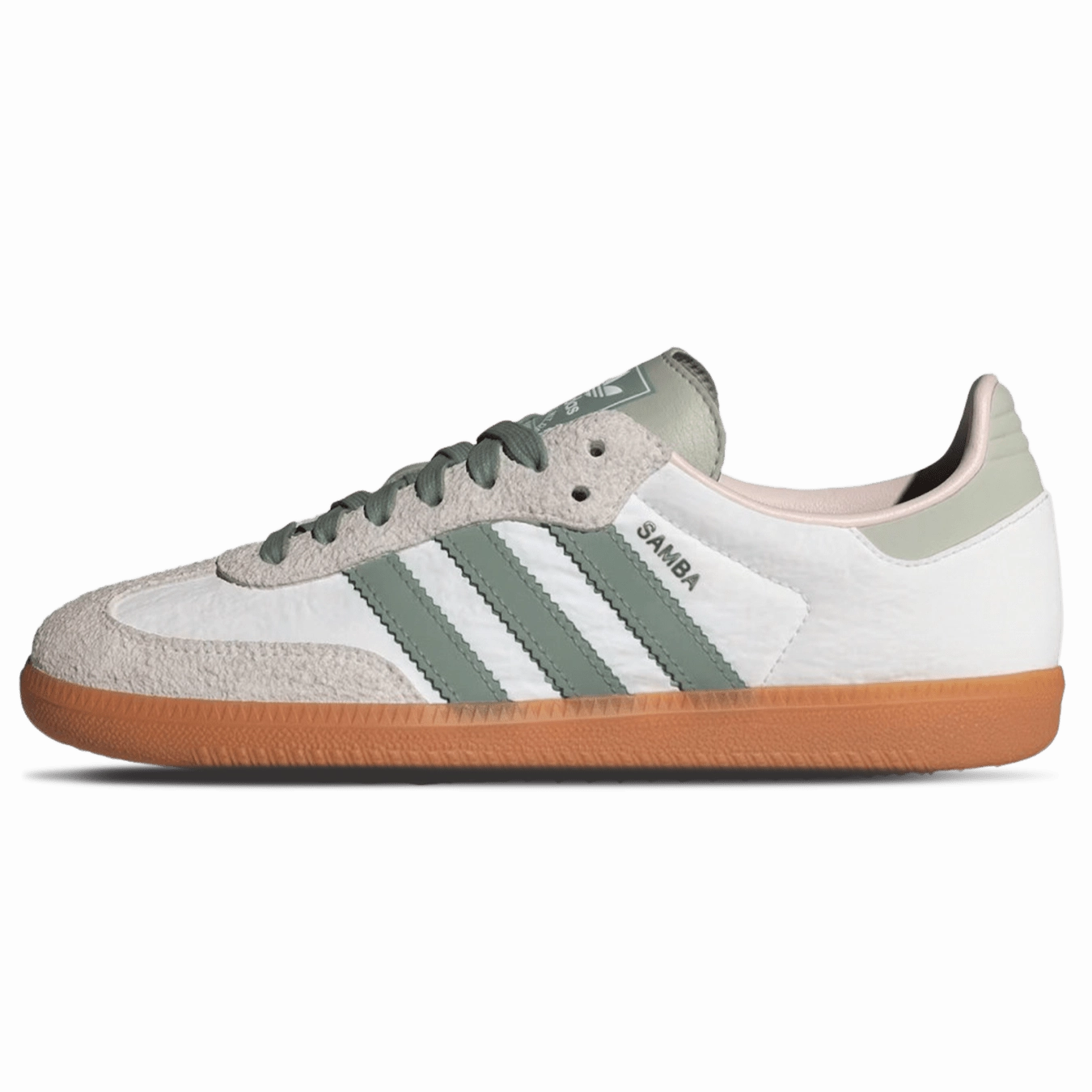 adidas Samba OG Wmns 'White Silver Green' Adidas Samba low-profile casual sneakers