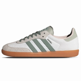adidas Samba OG Wmns 'White Silver Green' Adidas Samba low-profile casual sneakers