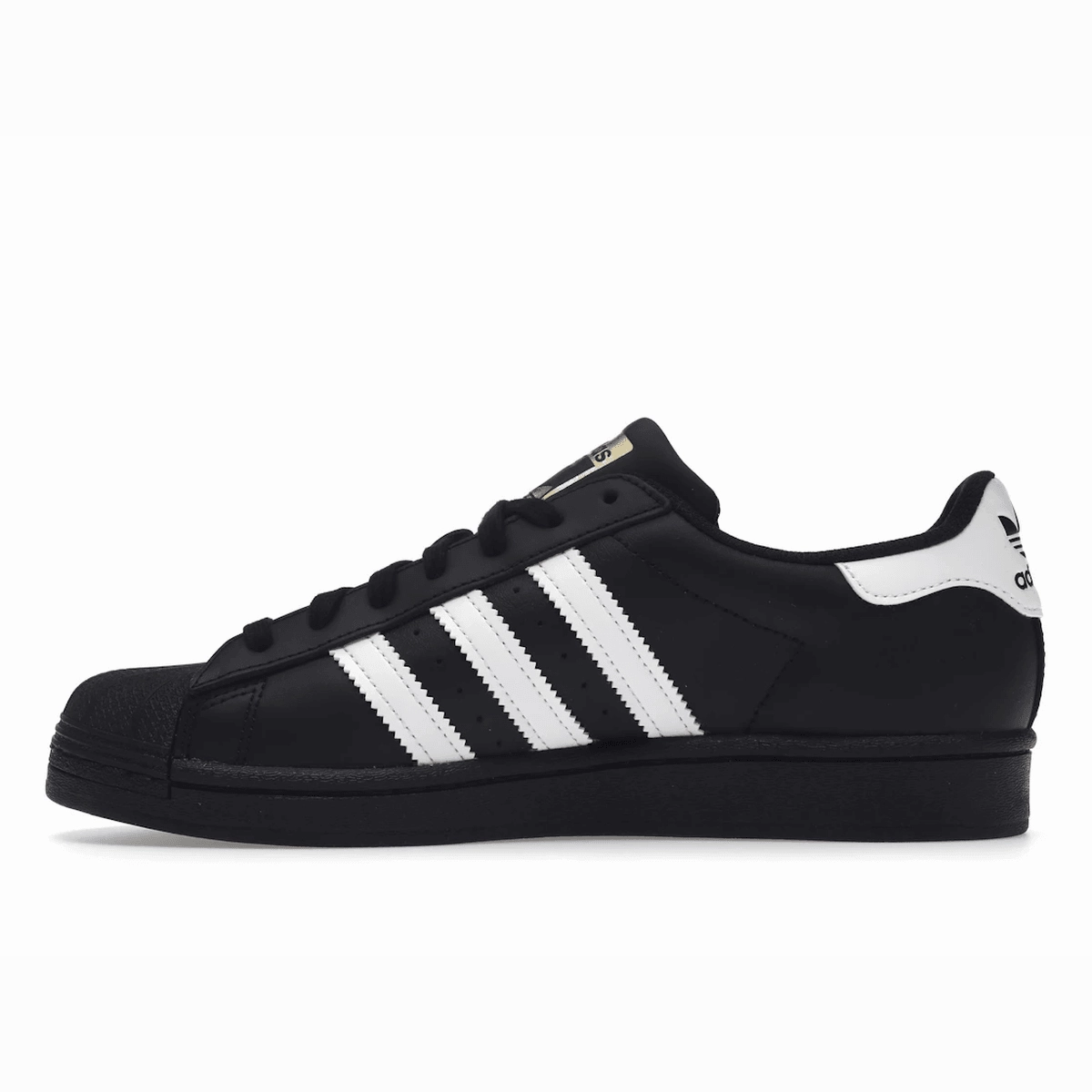 Adidas Superstar Core Black Cloud White Gold Bold logo street sneakers