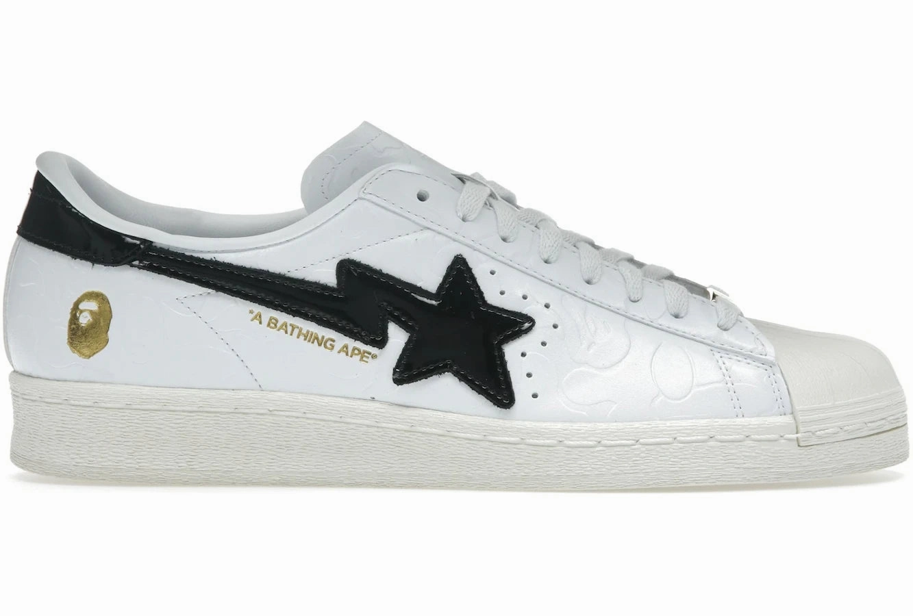 Adidas Superstar Vintage Bape White Black Windspin fashion sneakers