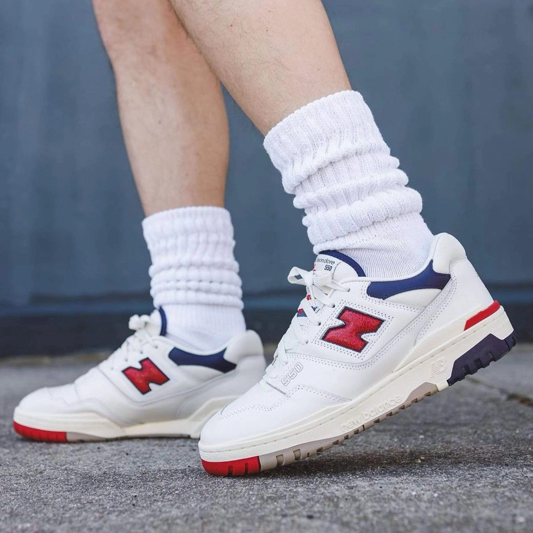 Aim Leon Dore x New Balance 550 Red Navy Vintage 550 sneakers