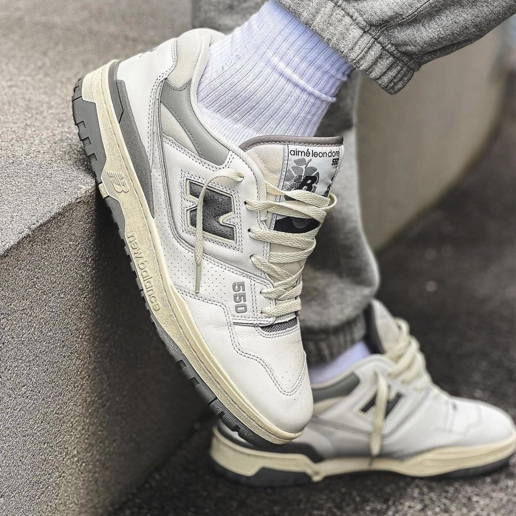 Aim Leon Dore x New Balance 550 Silver Vintage 550 sneakers