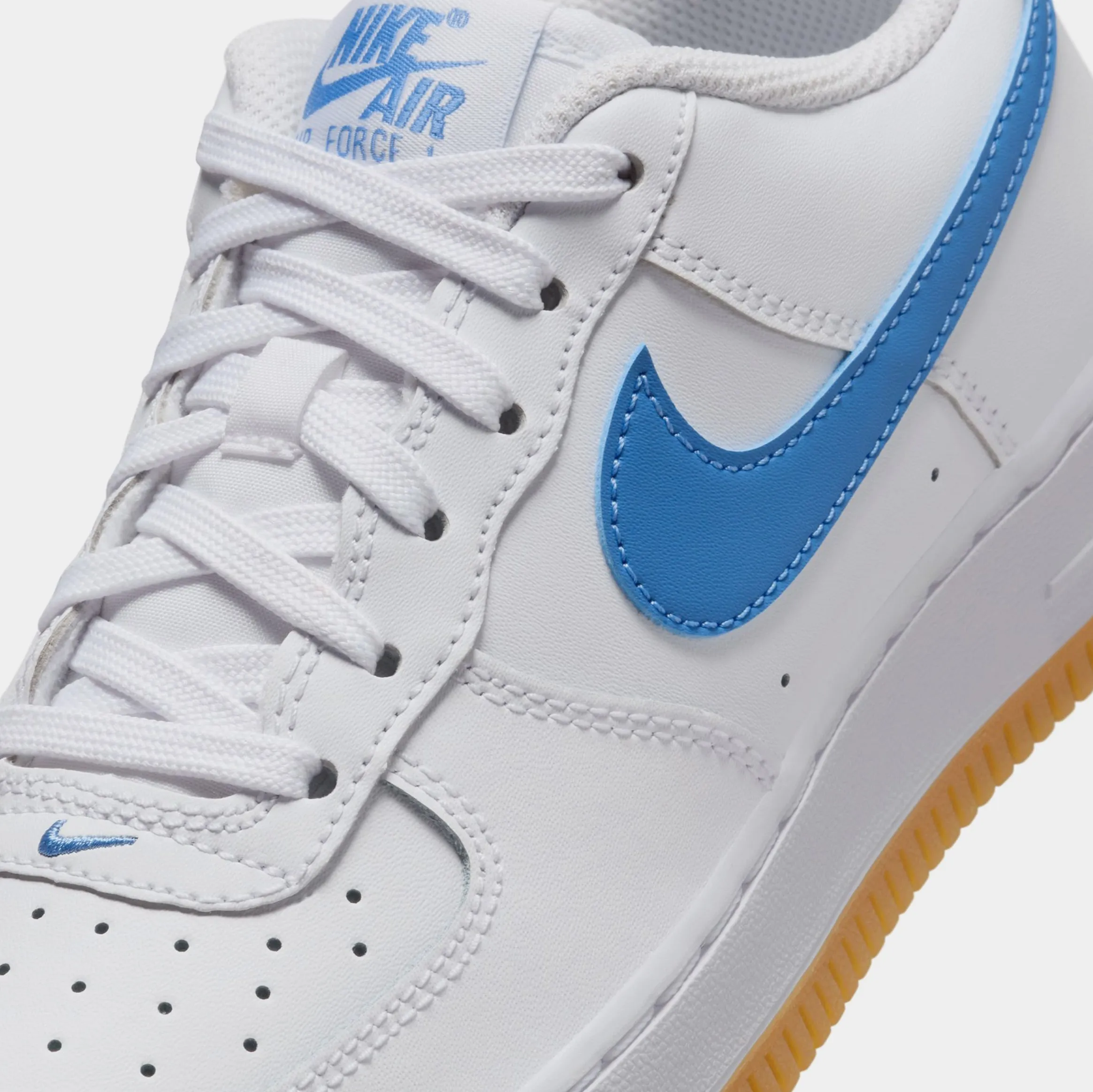 Air Force 1 Low Grade School Lifestyle Shoes (White/Gum Light Brown/Blue Beyond) Nike Max 95 versions
