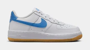 Air Force 1 Low Grade School Lifestyle Shoes (White/Gum Light Brown/Blue Beyond) nike air force 1 timeless streetwear shoes