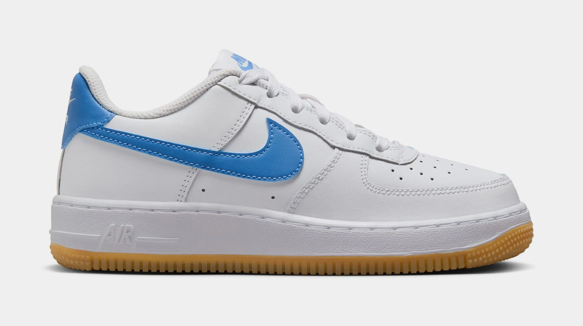 Air Force 1 Low Grade School Lifestyle Shoes (White/Gum Light Brown/Blue Beyond) nike air force 1 timeless streetwear shoes