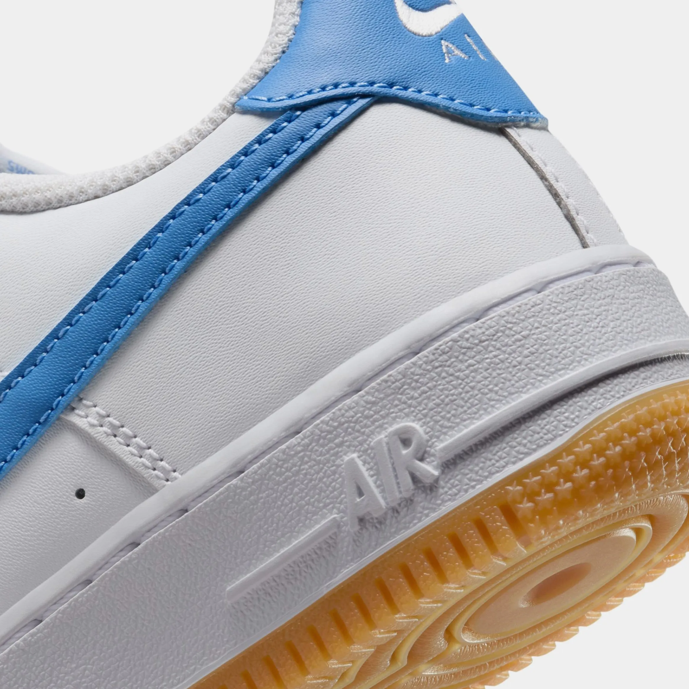 Air Force 1 Low Grade School Lifestyle Shoes (White/Gum Light Brown/Blue Beyond) Nike Max 95 versions
