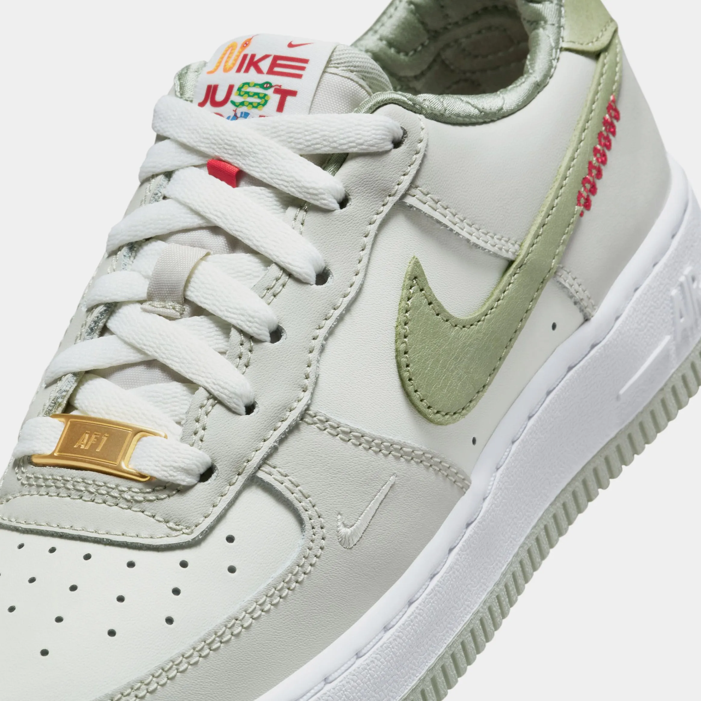 Air Force 1 LV8 Year Of The Snake Grade School Lifestyle Shoes (Sail/White/Light Bone/Olive Aura) Nike Max 95 versions