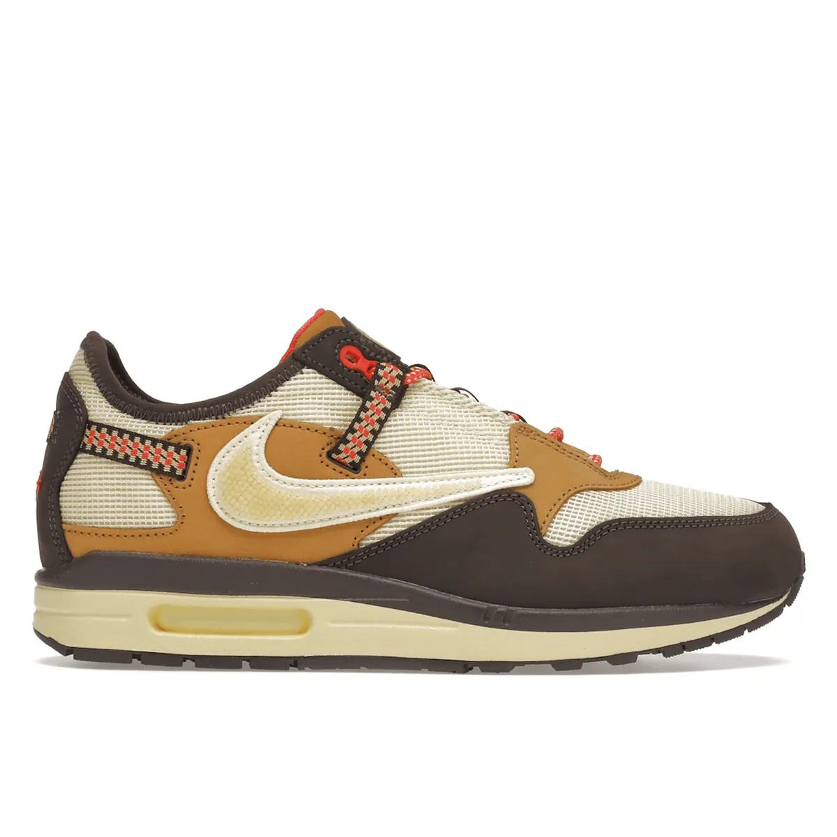 Air Max 1 x Travis Scott Baroque Brown Nike Air Max casual shoes with visible air tech