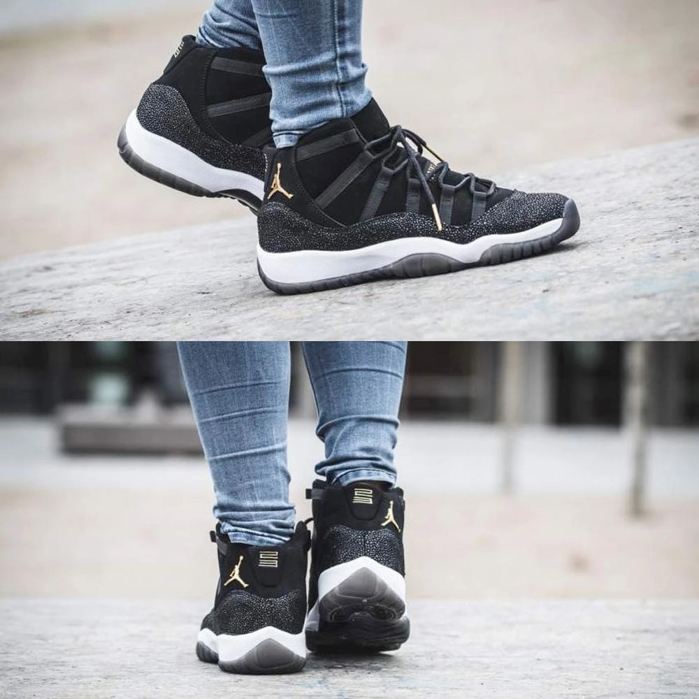 Air Jordan 11 HC Heiress GG Black-Metallic Gold Bold classic sport shoes