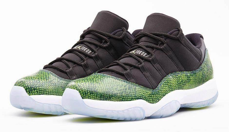 Air Jordan 11 Low Green Snakeskin Bold classic sport shoes