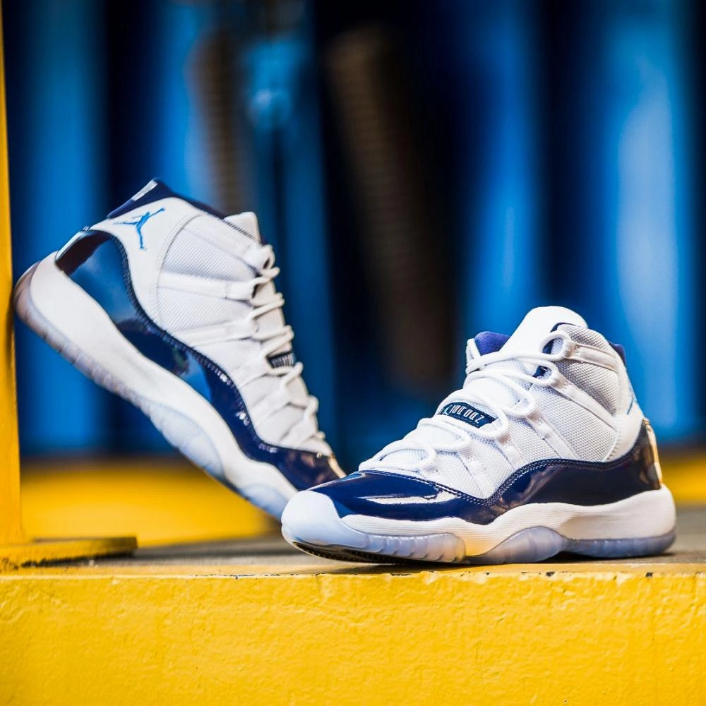 Air Jordan 11 Retro GS White-Midnight Navy  Win like 82 Bold classic sport shoes