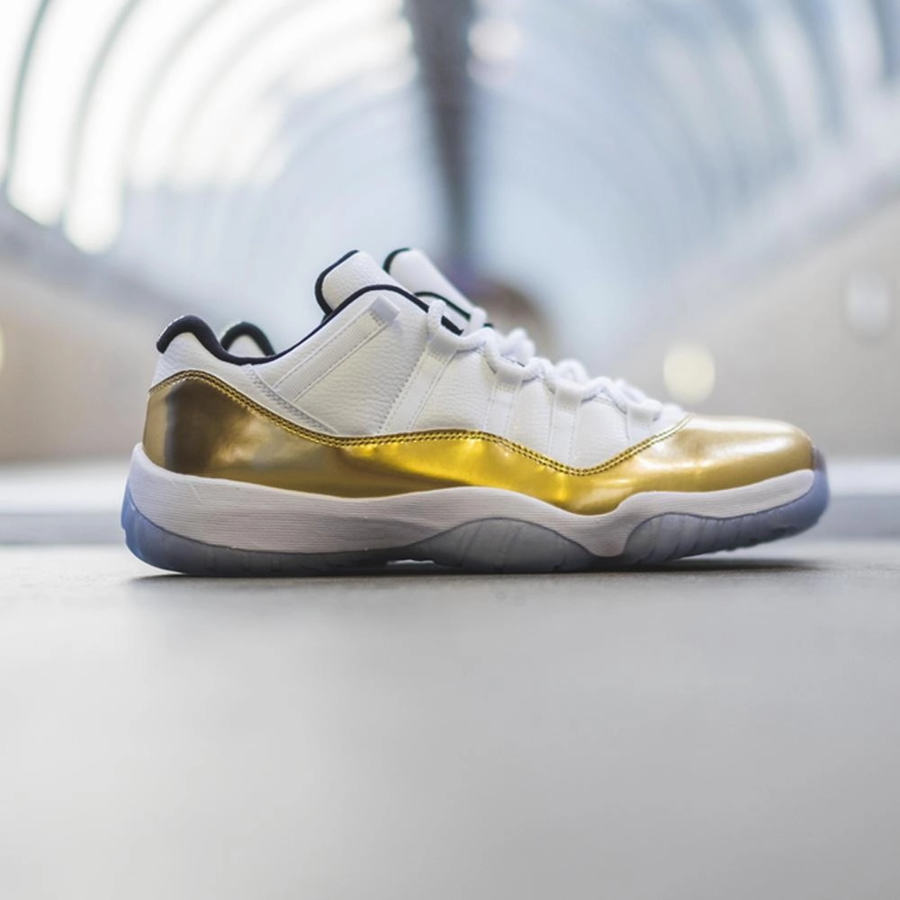 Air Jordan 11 Retro Low White- Metallic Gold Bold classic sport shoes