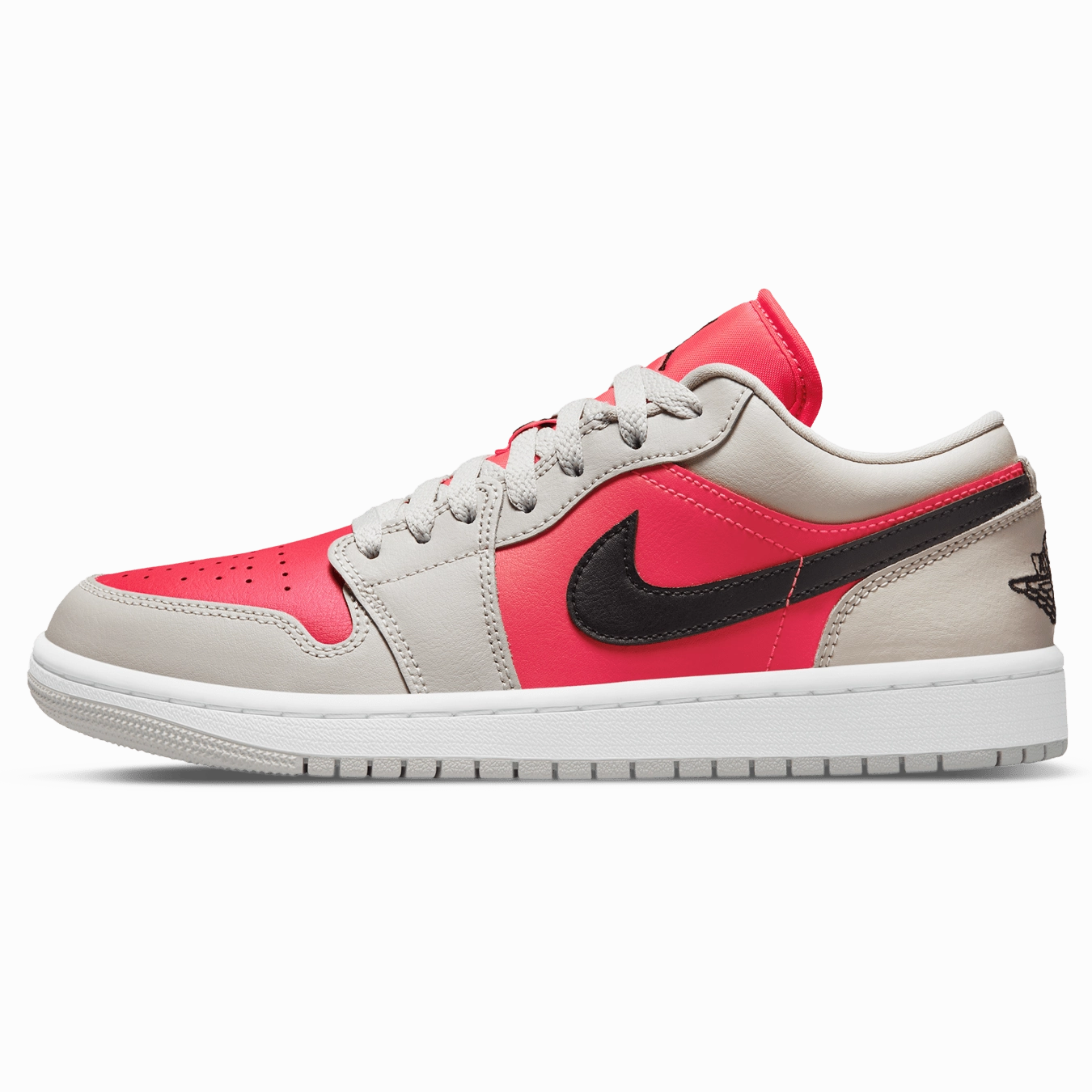 Air Jordan 1 Low Wmns 'Light Iron Ore Siren Red' Air Jordan 1 Low sneakers perfect for casual outfits