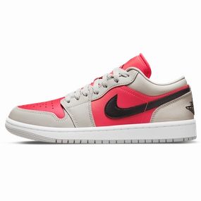Air Jordan 1 Low Wmns 'Light Iron Ore Siren Red' Air Jordan 1 Low sneakers perfect for casual outfits