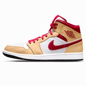 Air Jordan 1 Mid 'Light Curry Cardinal Red' Air Jordan 1 Mid versatile shoes for daily wear