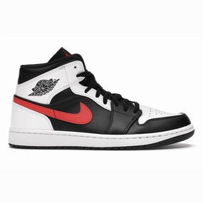 Air Jordan 1 Mid Black Chile Red White Air Jordan 1 Mid sneakers with bold retro vibes