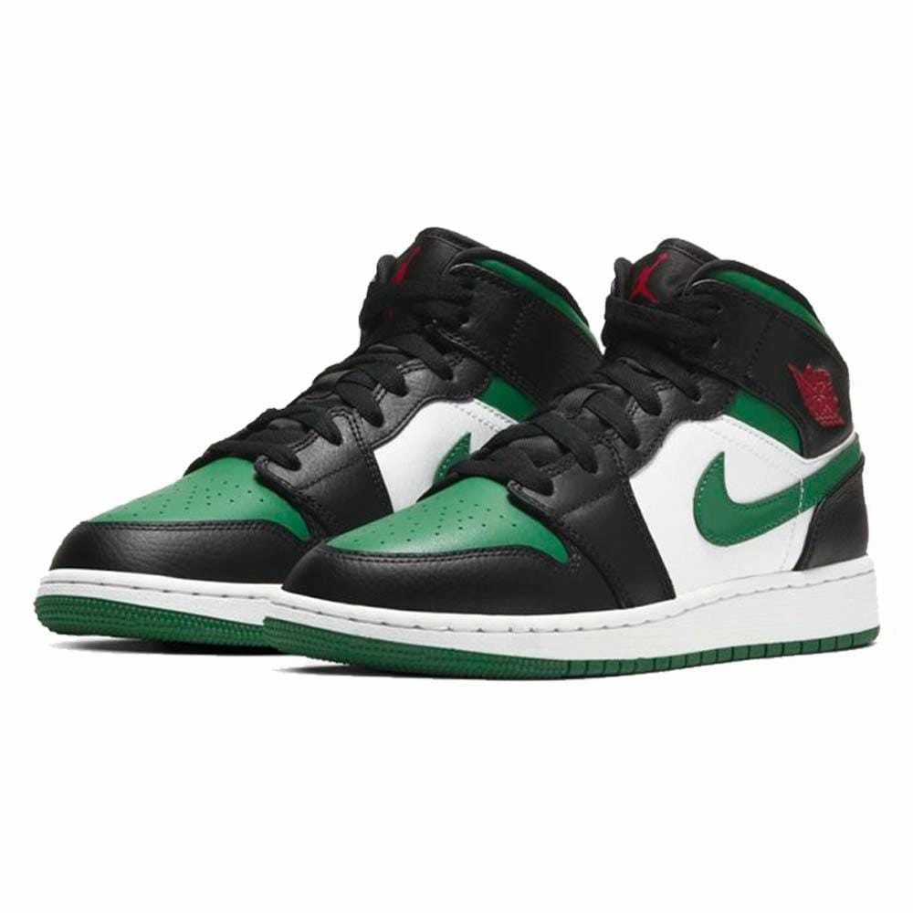 Air Jordan 1 Mid GS 'Black Pine Green' Air Jordan 1 Mid streetwear shoes