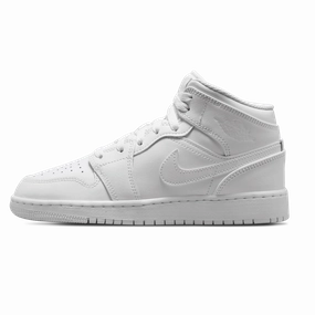 Air Jordan 1 Mid GS 'Triple White' 2023 Air Jordan 1 Mid versatile shoes for daily wear
