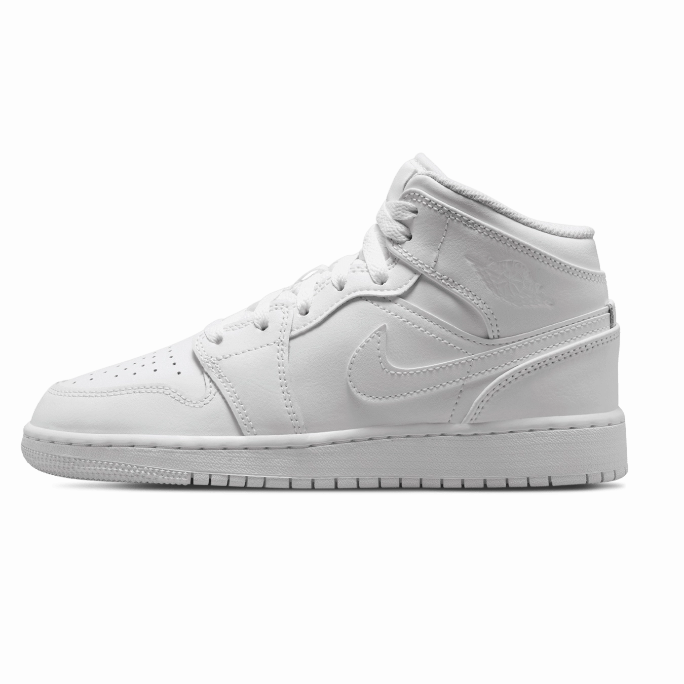Air Jordan 1 Mid GS 'Triple White' 2023 Air Jordan 1 Mid versatile shoes for daily wear