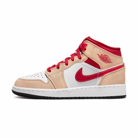 Air Jordan 1 Mid GS 'White Onyx Light Curry' Air Jordan 1 timeless sneakers for Jordan fans