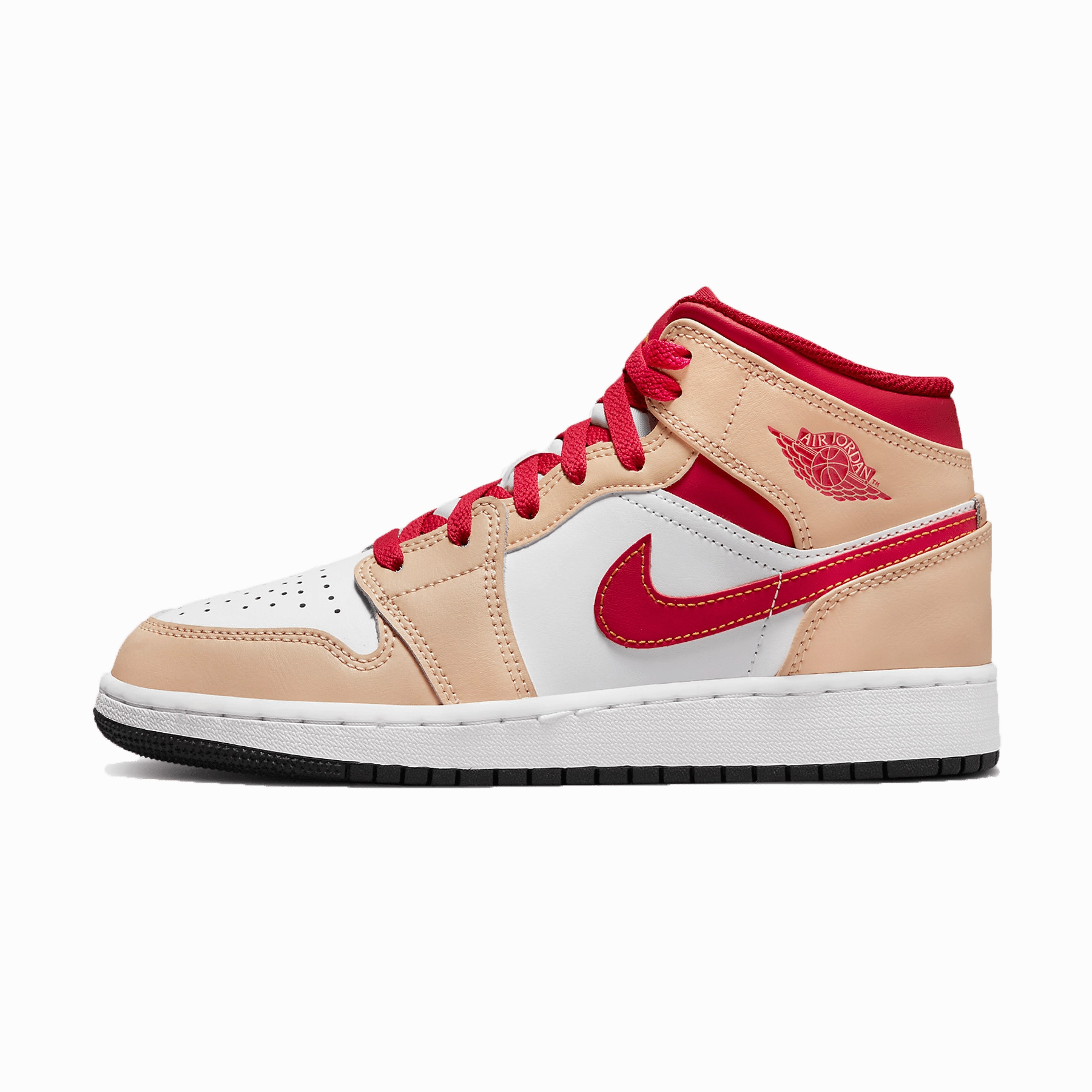 Air Jordan 1 Mid GS 'White Onyx Light Curry' Air Jordan 1 timeless sneakers for Jordan fans