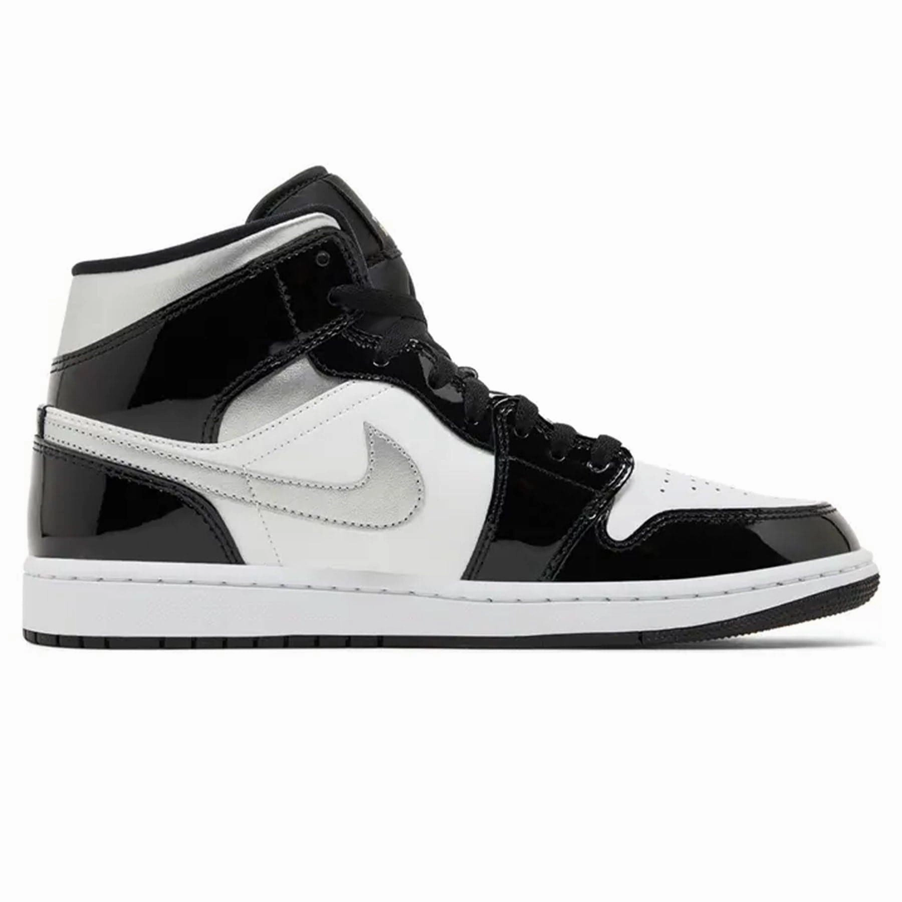 Air Jordan 1 Mid SE 'Black White Metallic Silver' Air Jordan 1 Mid streetwear shoes
