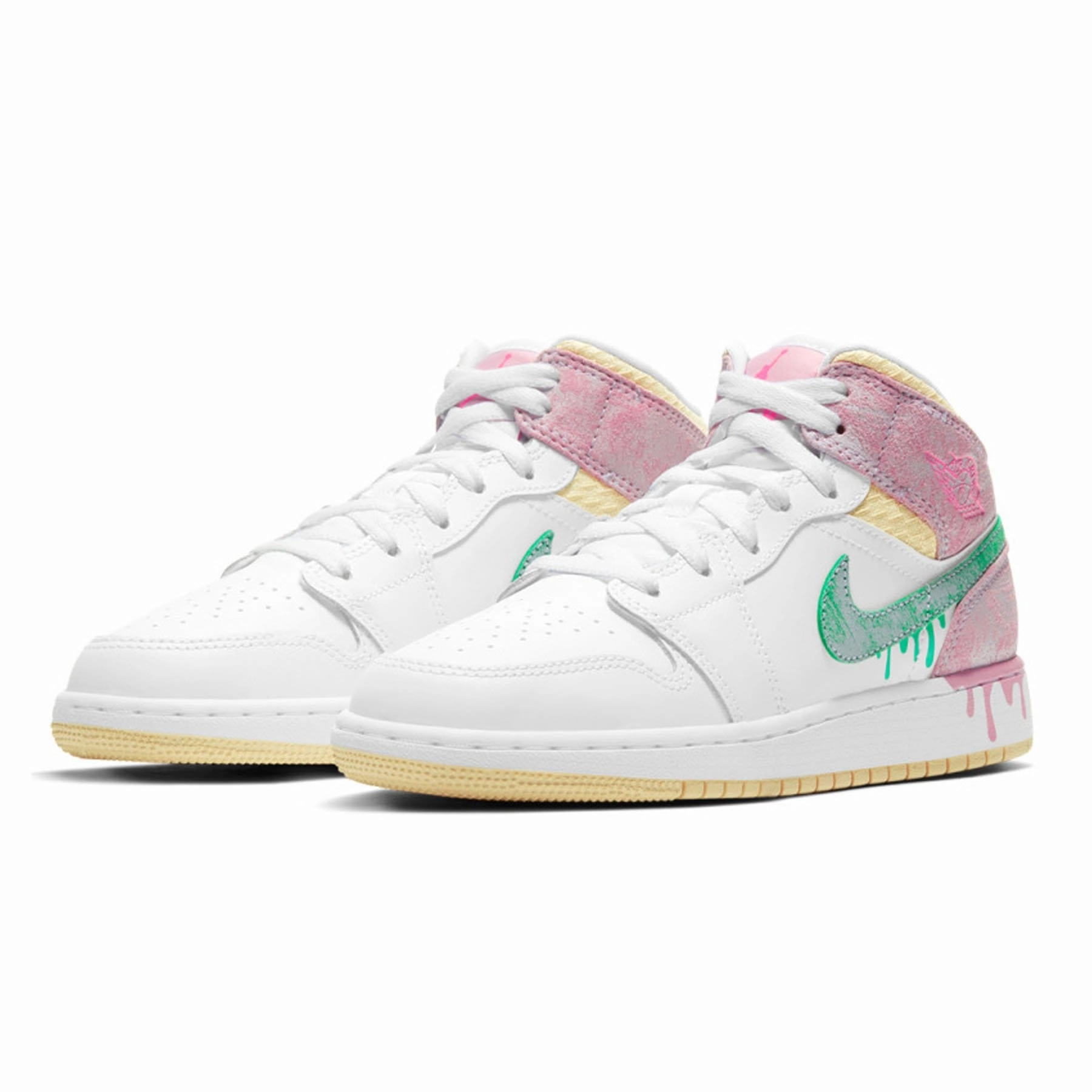 Air Jordan 1 Mid SE GS 'Paint Drip' Air Jordan 1 vintage style sneakers