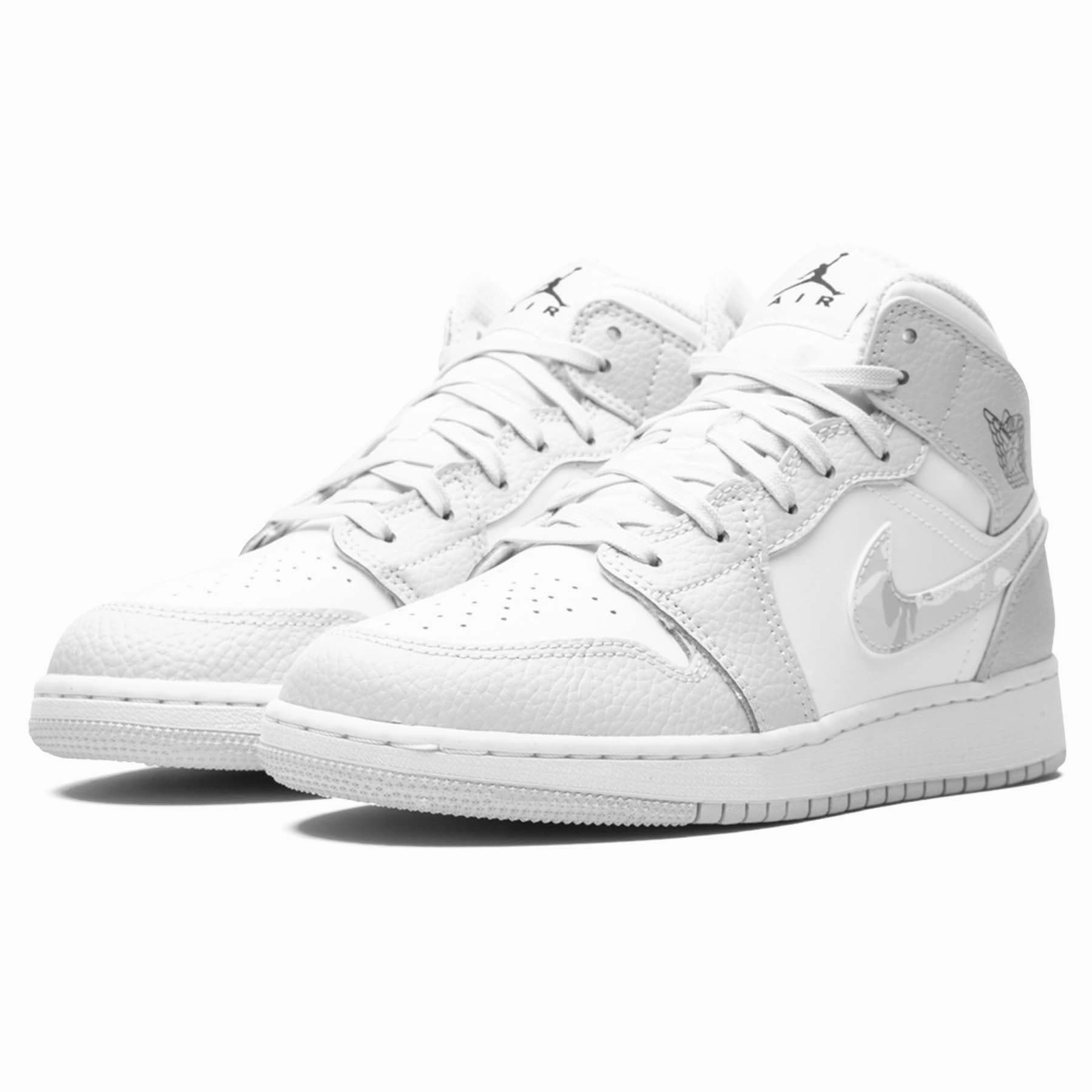 Air Jordan 1 Mid SE GS 'Swoosh Logo - Grey Camo' Air Jordan 1 Mid streetwear shoes