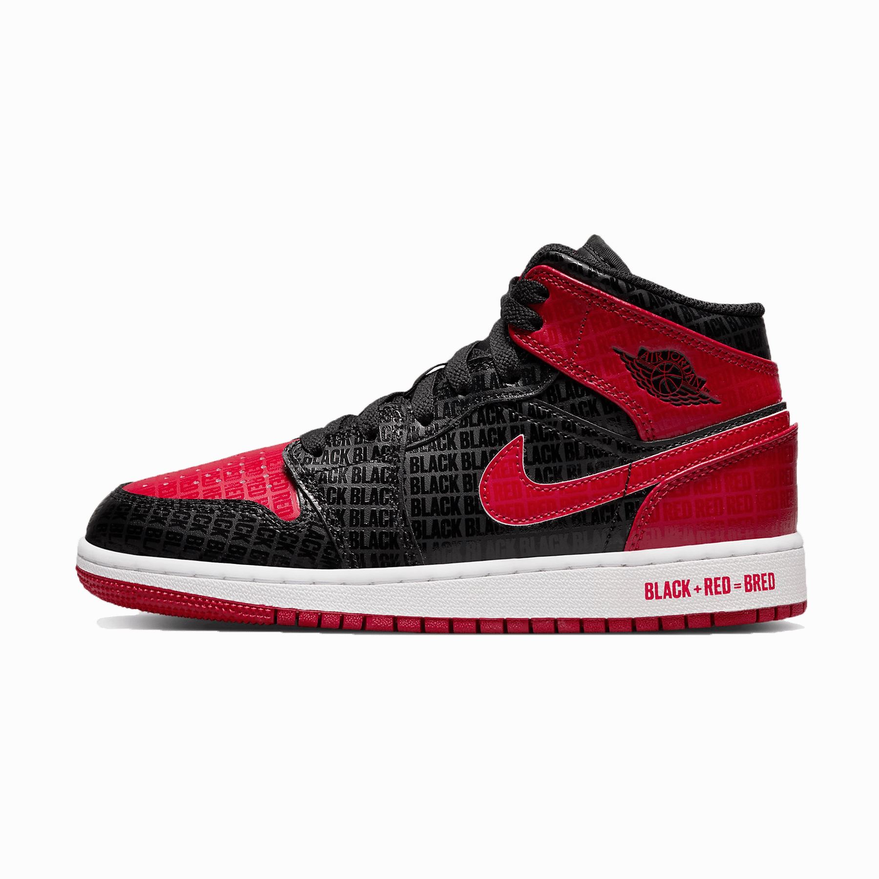 Air Jordan 1 Mid SS GS 'Black   Red = Bred' Air Jordan 1 Mid versatile shoes for daily wear