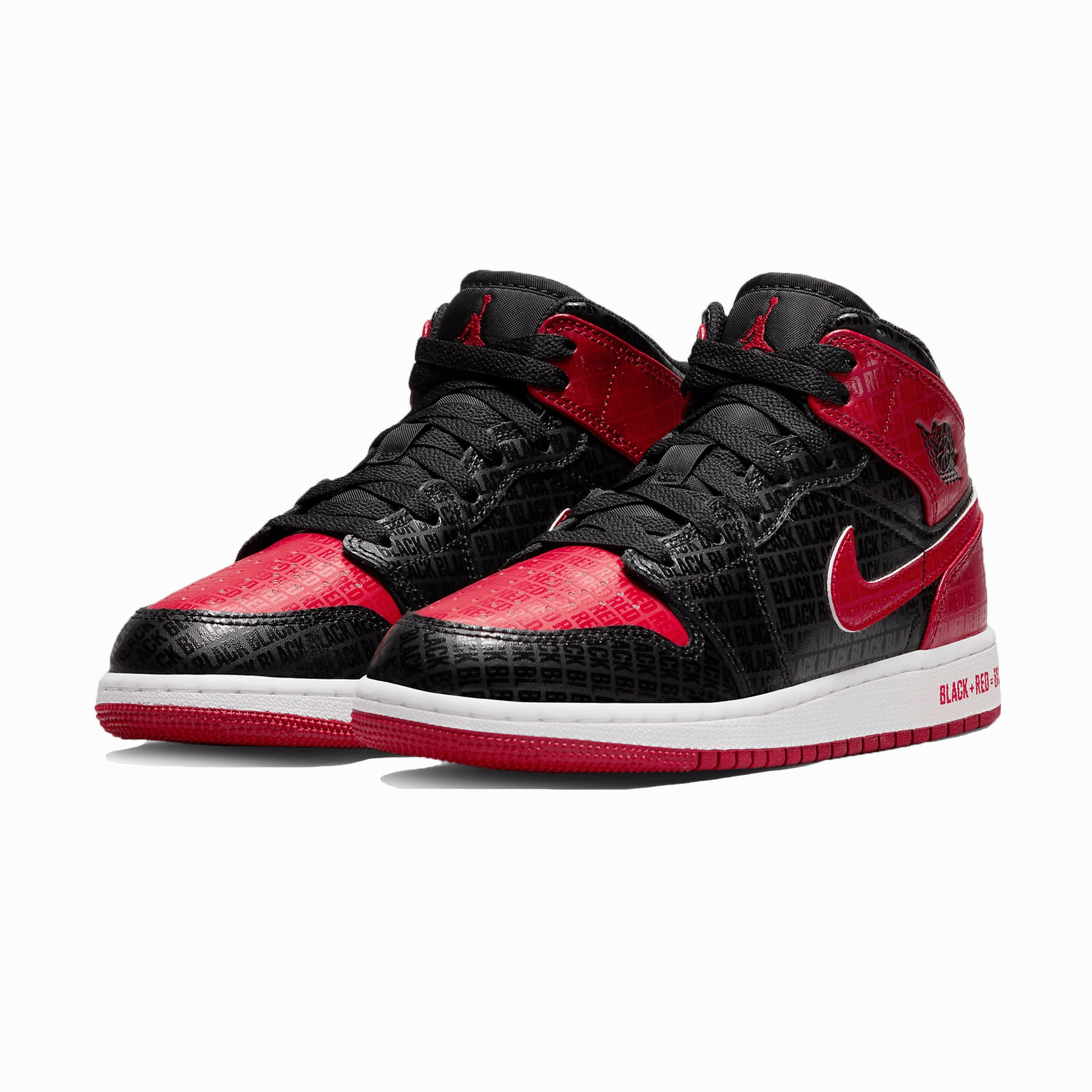 Air Jordan 1 Mid SS GS 'Black   Red = Bred' Air Jordan 1 Mid streetwear shoes