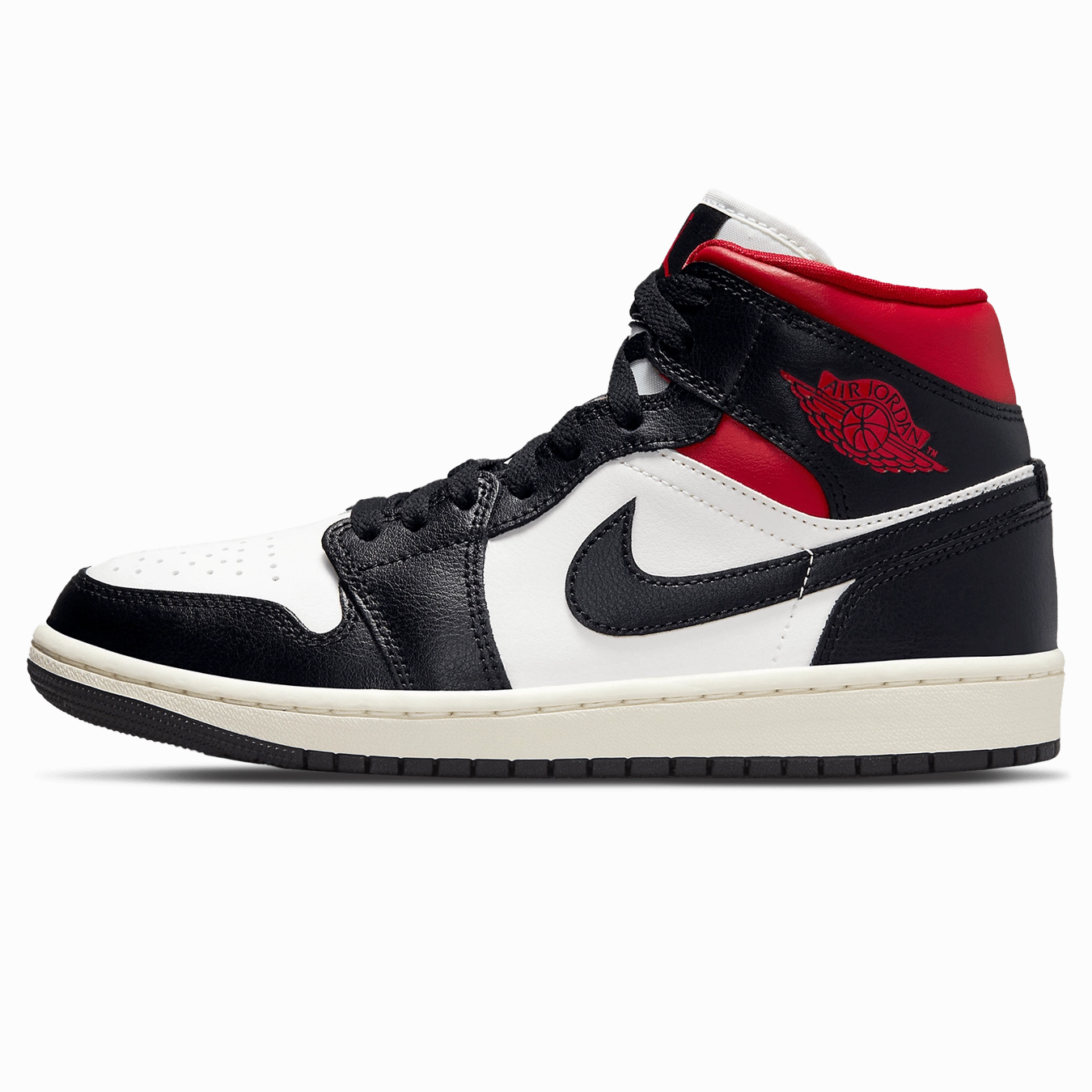 Air Jordan 1 Mid Wmns 'Black Sail Gym Red' Air Jordan 1 Mid versatile shoes for daily wear