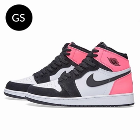Air Jordan 1 Retro High OG GS 'Black Hyper Pink White' Air Jordan 1 High classic sneakers with premium finish