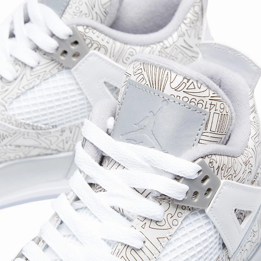 AIR JORDAN 4 RETRO LASER BG White & Metallic Silver Air Jordan 4 retro basketball sneakers