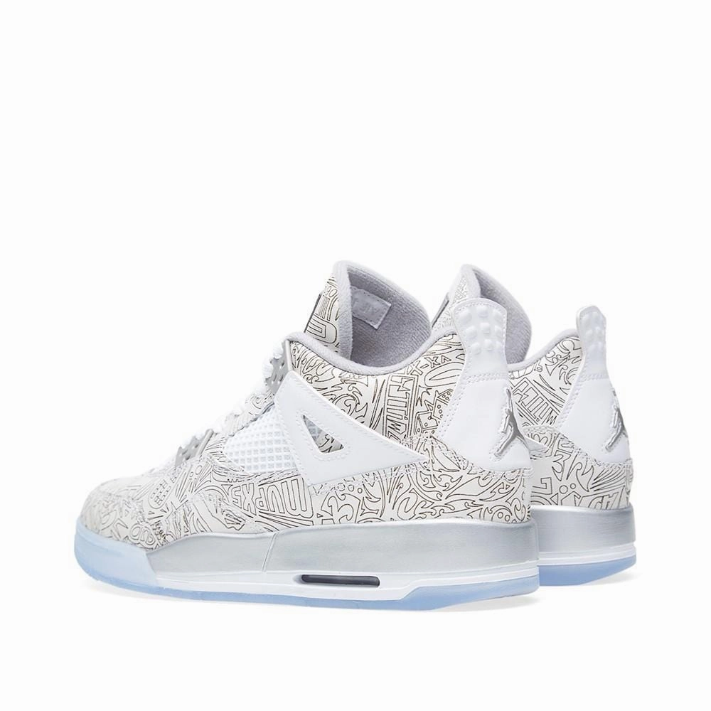 AIR JORDAN 4 RETRO LASER BG White & Metallic Silver Air Jordan 4 retro basketball sneakers