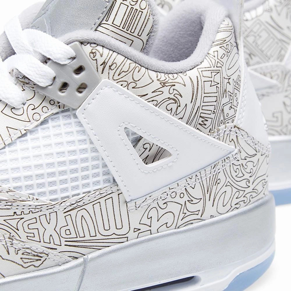 AIR JORDAN 4 RETRO LASER BG White & Metallic Silver Air Jordan 4 retro basketball sneakers