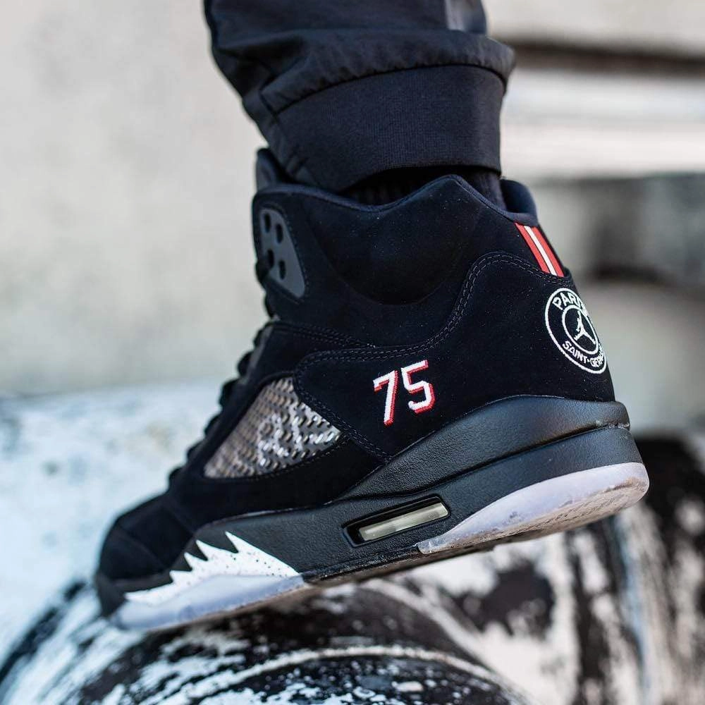 Air Jordan 5 PSG Black Cushioned active lifestyle kicks