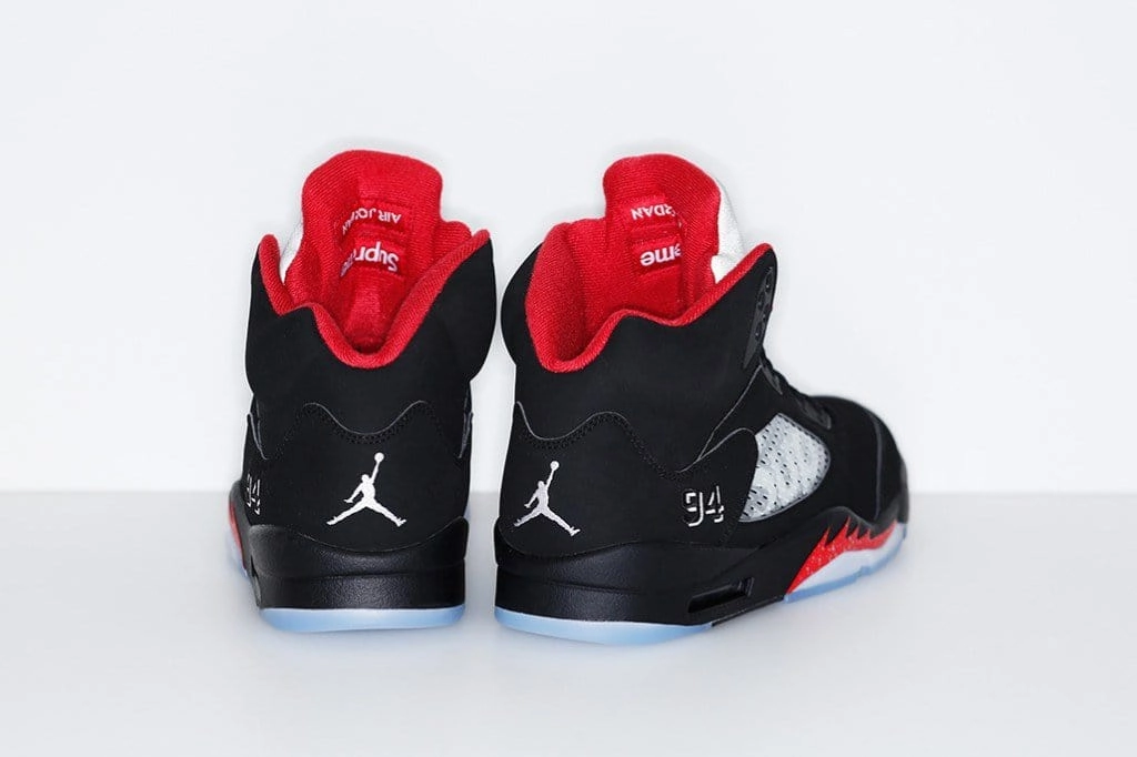 AIR JORDAN 5 RETRO SUPREME "SUPREME" Black Cushioned active lifestyle kicks