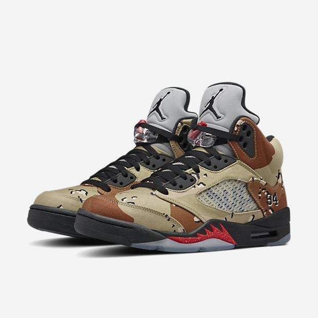 AIR JORDAN 5 RETRO SUPREME "SUPREME" CAMO Cushioned active lifestyle kicks