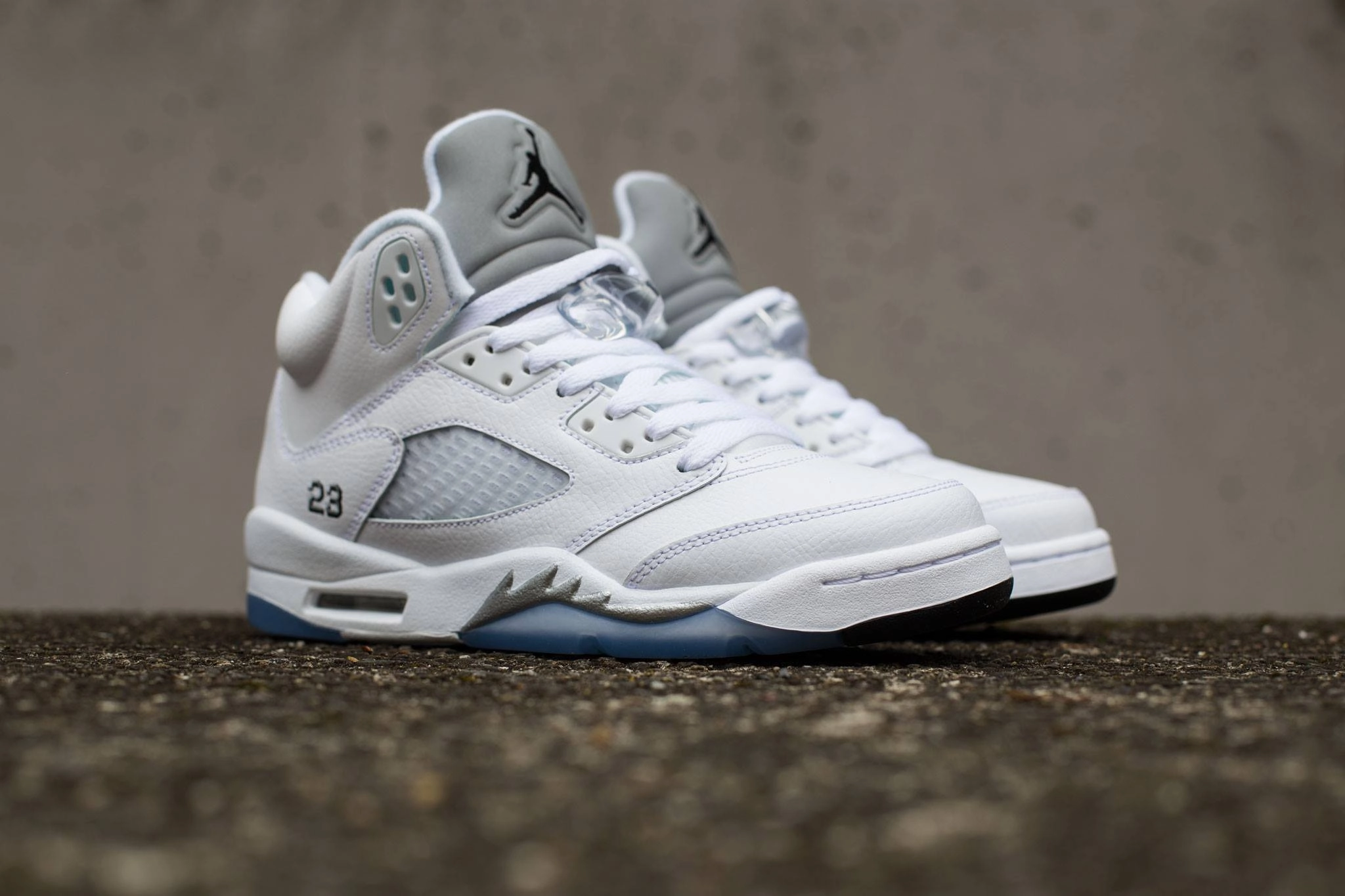 Air Jordan 5 Retro White-Metallic Silver Cushioned active lifestyle kicks