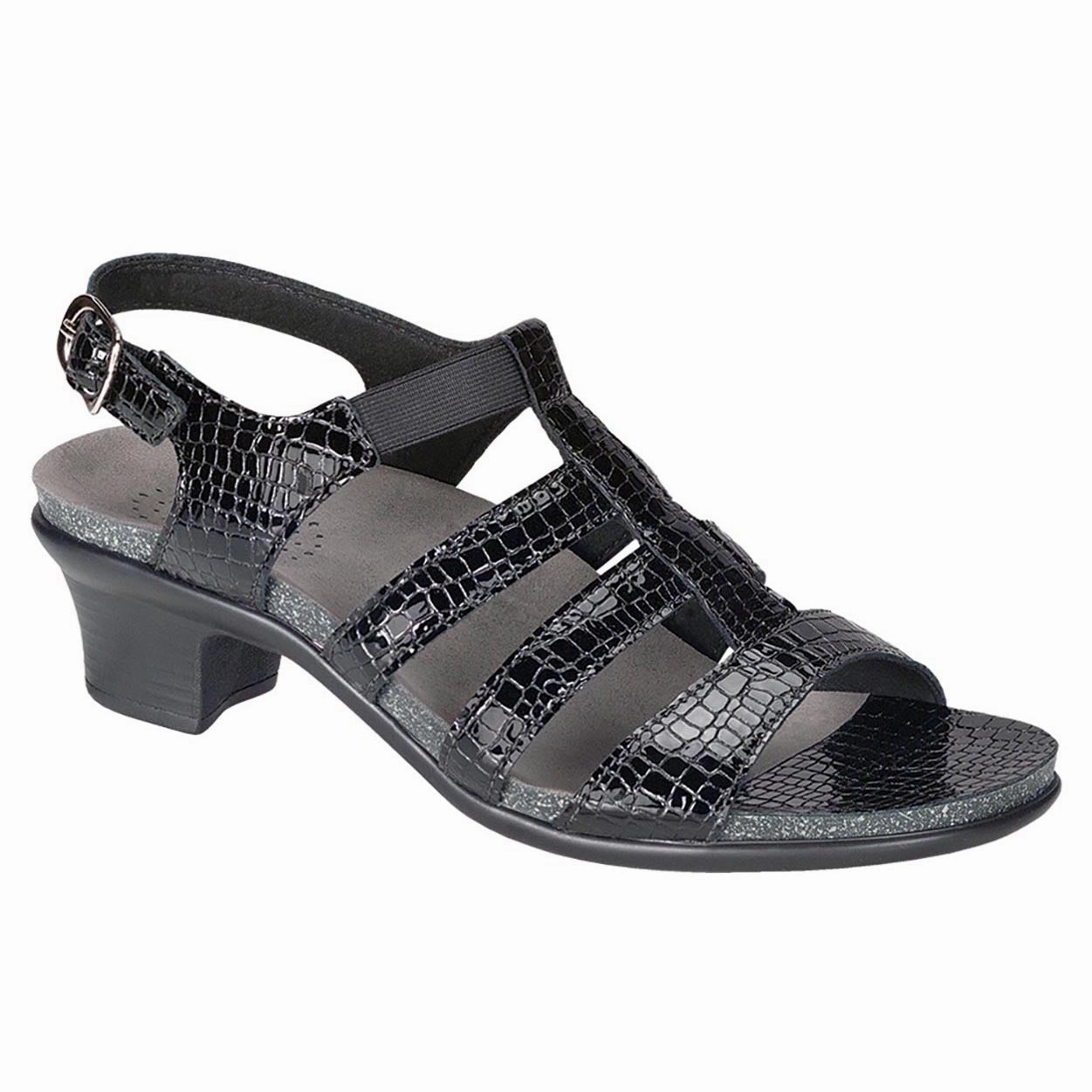 Allegro - Black Croc SAS comfort walking shoes with supportive build