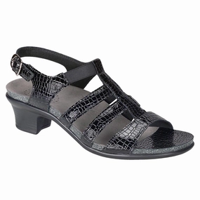 Allegro - Black Croc SAS comfort walking shoes with supportive build