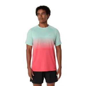 ASICS Men's Seamless Short Sleeved Running Top in Coral Reef/Oasis Green SS25